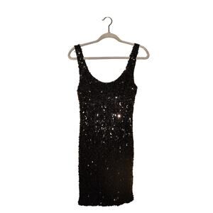 SUZI CHIN MAGGY BOUTIQUE $119 Black Sequin Scoop Neck Mini Tank‎ Dress Size 6